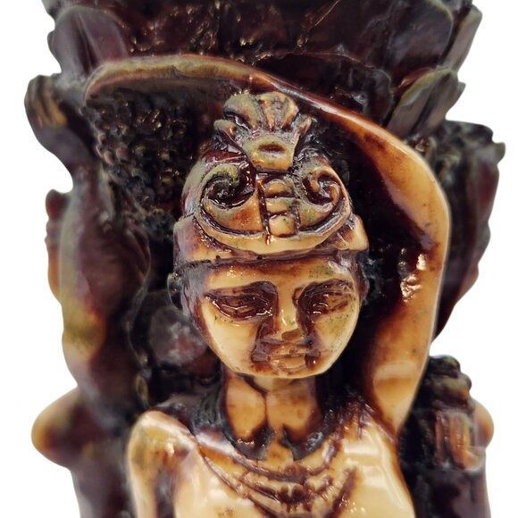 Vintage Fertility Goddess Resin Figurine 10" Snake Bird Dog Vase Candle Holder - Picture 7 of 8